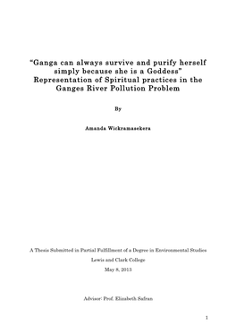 Ganga Can Always Survive and Purify Herself Simply Because She Is a Goddess” Representation of Spiritual Practices in the Ganges River Pollution Problem