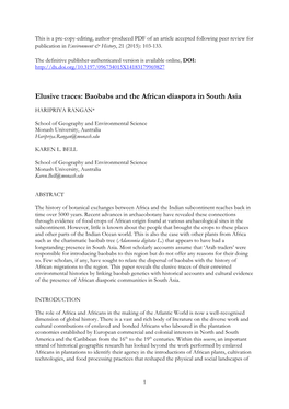 Elusive Traces: Baobabs and the African Diaspora in South Asia