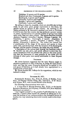 Locephalina, 1 Species; Conocoryphe, 2 Species; Anol~Ole~Us, 2 Species; Cyrtotl~Eca, 1 Species; Stenotheca, 1 Species; Theca, 2 Species; Protocystites, 1 Species, &C