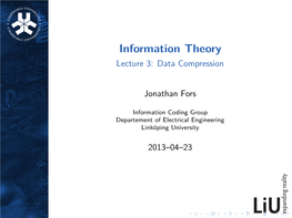 Information Theory Lecture 3: Data Compression