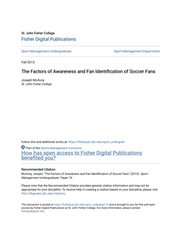 The Factors of Awareness and Fan Identification of Soccer Fans