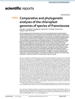 Comparative and Phylogenetic Analyses of the Chloroplast Genomes of Species of Paeoniaceae