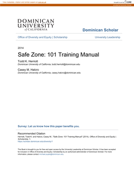 Safe Zone: 101 Training Manual Todd K