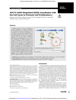 APC/C-CDH1–Regulated Idh3b Coordinates with the Cell Cycle To