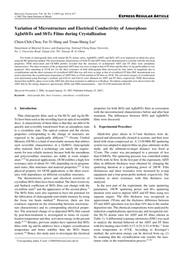 Variation of Microstructure and Electrical Conductivity of Amorphous Aginsbte and Sbte Films During Crystallization