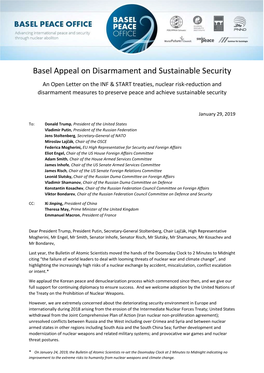 Basel Appeal on Disarmament and Sustainable Security