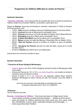 Téléchargez Le Programme Du Téléthon 2009 Dans Le Canton De