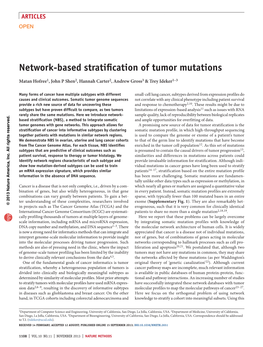 Network-Based Stratification of Tumor Mutations