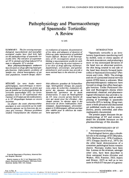 Pathophysiology and Pharmacotherapy of Spasmodic Torticollis: a Review