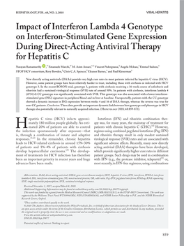 Impact of Interferon Lambda 4 Genotype on Interferon&#X02010
