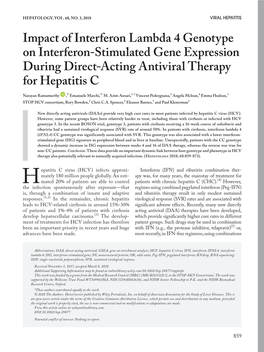 Impact of Interferon Lambda 4 Genotype on Interferon‐