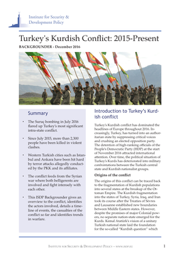 Turkey's Kurdish Conflict: 2015-Present