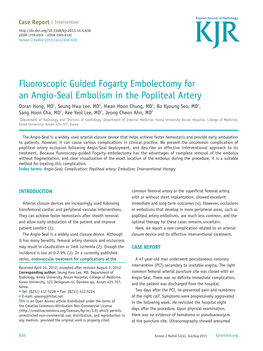 Fluoroscopic Guided Fogarty Embolectomy for an Angio-Seal