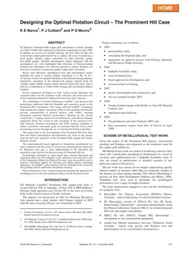 Designing the Optimal Flotation Circuit – the Prominent Hill Case