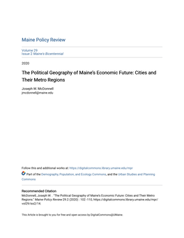 The Political Geography of Maine's Economic Future: Cities and Their Metro Regions
