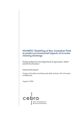 MAMPEC Modelling of Key Australian Ports to Predict Environmental Impacts of In-Water Cleaning Discharge