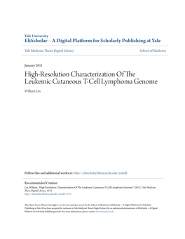 High-Resolution Characterization of the Leukemic Cutaneous T-Cell Lymphoma Genome William Lin