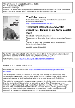 Iceland As an Arctic Coastal State