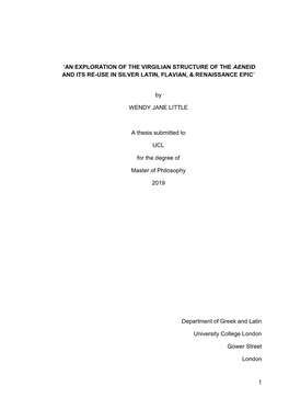 An Exploration of the Virgilian Structure of the Aeneid and Its Re-Use in Silver Latin, Flavian, & Renaissance Epic