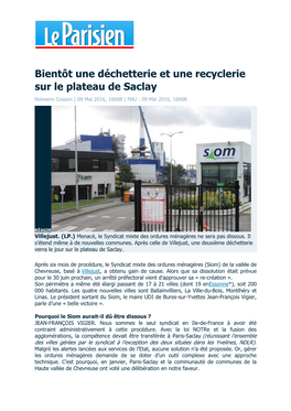 Bientôt Une Déchetterie Et Une Recyclerie Sur Le Plateau De Saclay Nolwenn Cosson | 09 Mai 2016, 16H08 | MAJ : 09 Mai 2016, 16H08