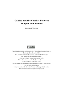 Gregory W. Dawes, Galileo and the Conflict Between Religion and Science