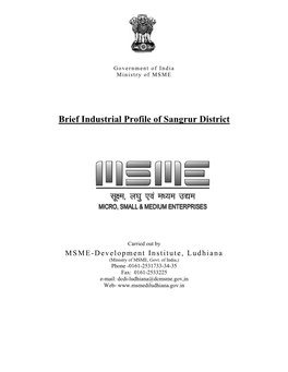 Brief Industrial Profile of Sangrur District