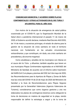 Carta Conjunta Alcaldes Playas Covid-19