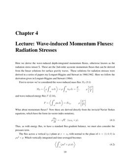 Wave-Induced Momentum Fluxes: Radiation Stresses