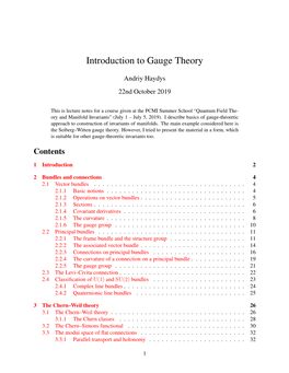 Introduction to Gauge Theory