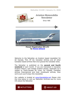 Netletter #1429 | January 11, 2020 Finnair Registration OH-LYC By