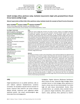 Sakallı Kızılağaç (Alnus Glutinosa Subsp. Barbata) Meşceresinin Doğal Yolla Gençleştirilmesi (Harşit Orman İşletme Şefliği Örneği)