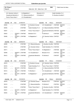 Calendriers Par Journée