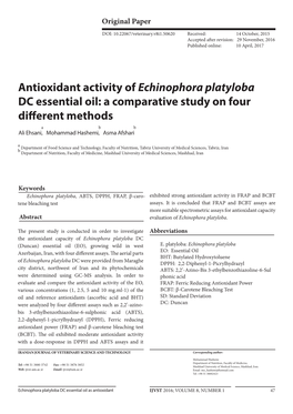 Antioxidant Activity of Echinophora Platyloba DC Essential