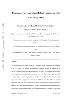 Discovery of a Young Asteroid Cluster Associated with P/2012~ F5 (Gibbs)