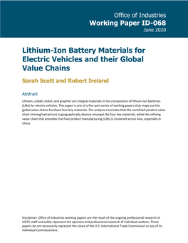Lithium-Ion Battery Materials for Electric Vehicles and Their Global Value Chains