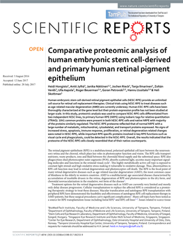 Comparative Proteomic Analysis of Human Embryonic Stem Cell-Derived