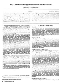 Waxy Corn Starch: Monoglyceride Interaction in a Model System1