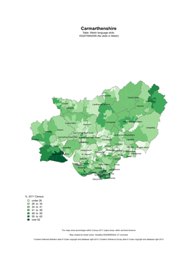 Carmarthenshire Table: Welsh Language Skills KS207WA0009 (No Skills in Welsh)