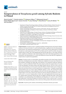 Seroprevalence of Toxoplasma Gondii Among Sylvatic Rodents in Poland