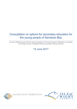 Consultation on Options for Secondary Education for the Young People of Sandown
