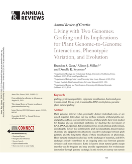 Grafting and Its Implications for Plant Genome-To-Genome Interactions, Phenotypic Variation, and Evolution