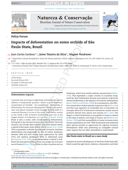 Impacts of Deforestation on Some Orchids of São Paulo State, Brazil