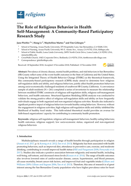 The Role of Religious Behavior in Health Self-Management: a Community-Based Participatory Research Study