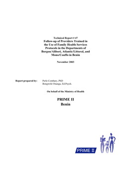 Follow-Up of Providers Trained in the Use of Family Health Services Protocols in the Departments of Borgou/Alibori, Atlantic/Littoral, and Mono/Couffo in Benin