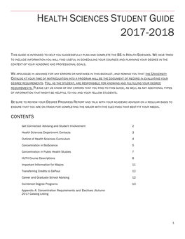 Health Sciences Student Guide 2017-2018