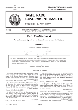 Tamil Nadu Government Gazette