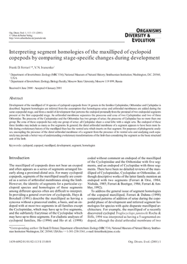 Interpreting Segment Homologies of the Maxilliped of Cyclopoid Copepods by Comparing Stage-Specific Changes During Development