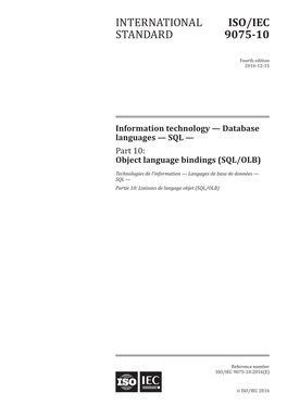 SQL — Part 10: Object Language Bindings (SQL/OLB)