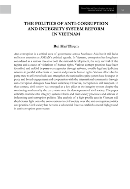 The Politics of Anti-Corruption and Integrity System Reform in Vietnam