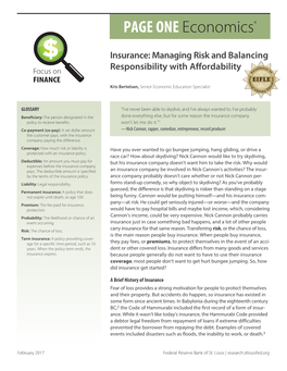 Managing Risk and Balancing Responsibility with Affordability